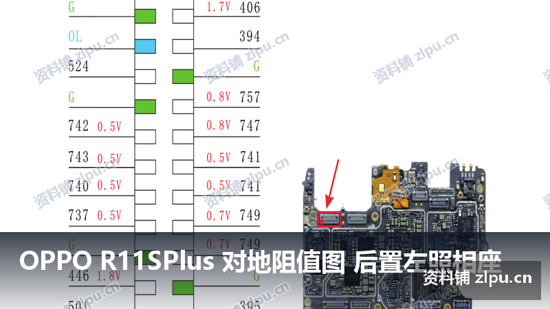 OPPO R11SPlus 对地阻值图 后置左照相座插图 OPPO R11SPlus 对地阻值图 后置左照相座