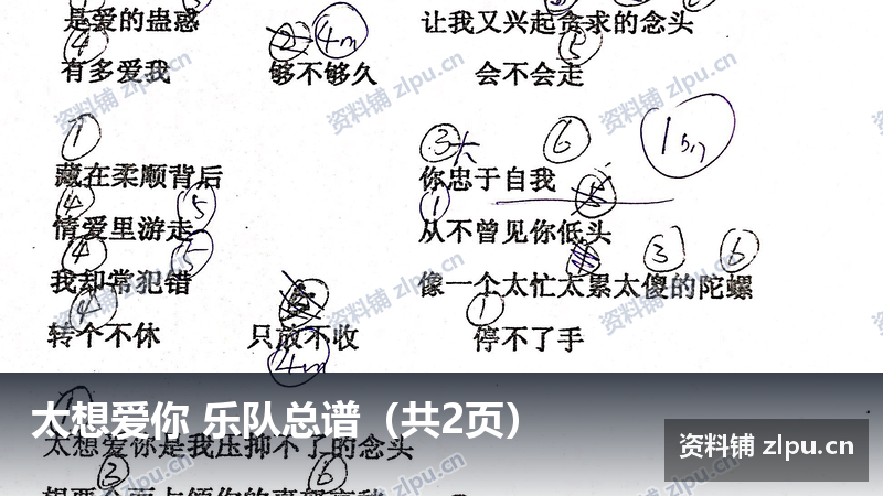 太想爱你 乐队总谱（共2页）-资料铺