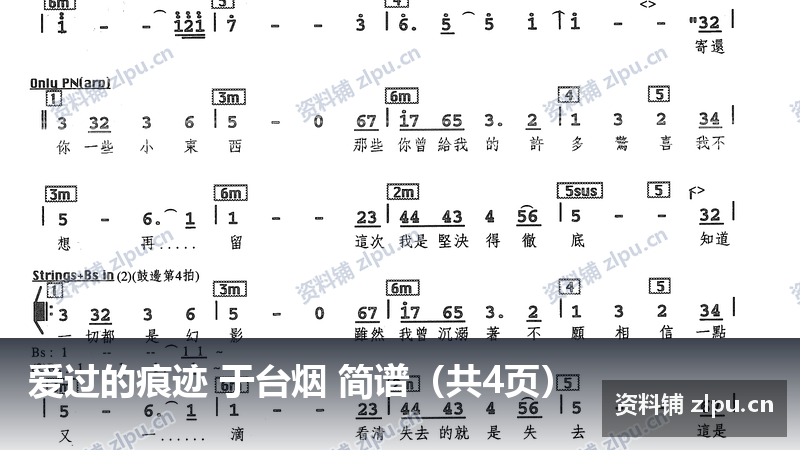 爱过的痕迹 于台烟 简谱（共4页）-资料铺