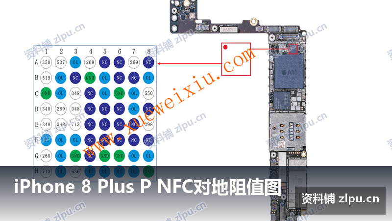 iPhone 8 Plus P NFC对地阻值图-资料铺