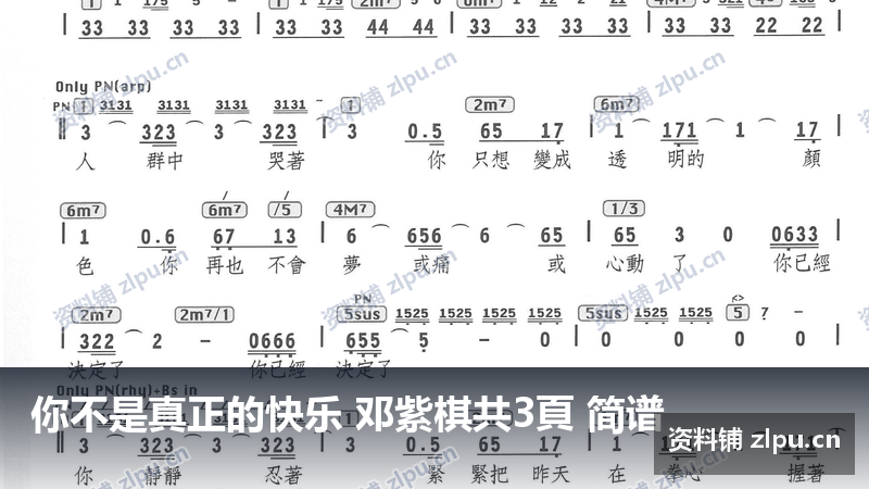 你不是真正的快乐 邓紫棋共3頁 简谱-资料铺