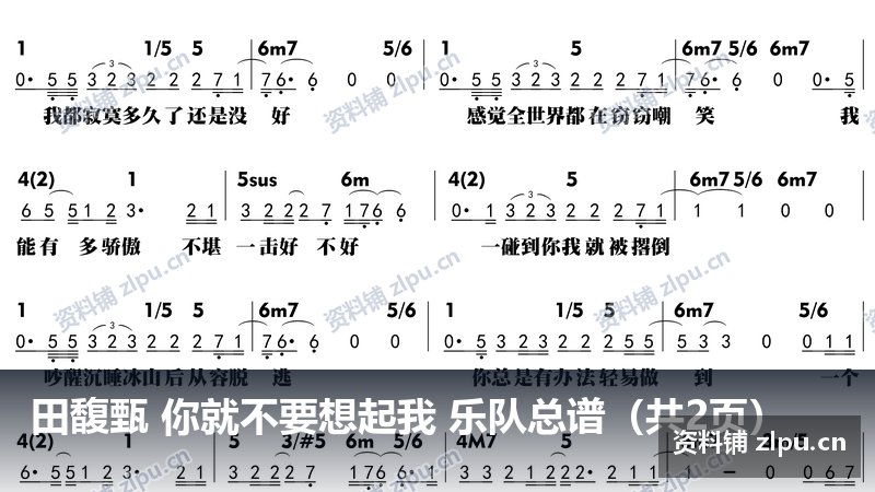 田馥甄 你就不要想起我 乐队总谱（共2页）-资料铺