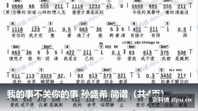 我的事不关你的事 孙盛希 简谱（共4页）-资料铺