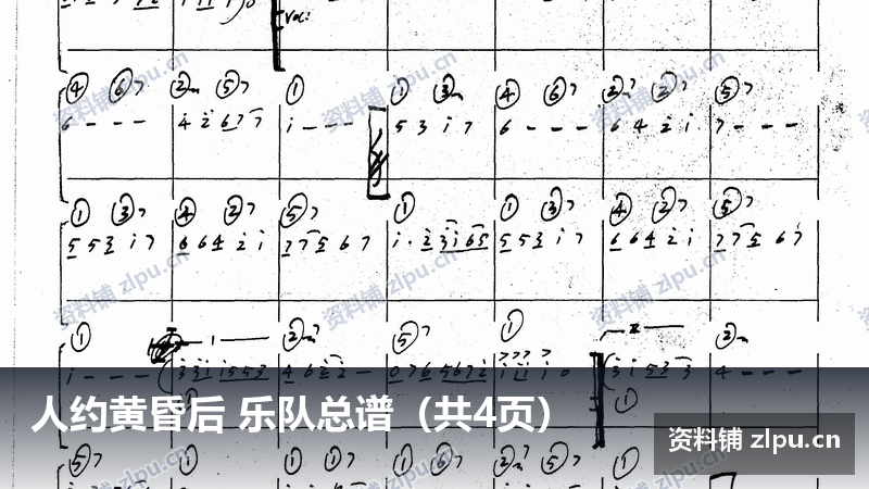 人约黄昏后 乐队总谱（共4页）-资料铺