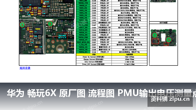 华为 畅玩6X 原厂图 流程图 PMU输出电压测量点与电压值-资料铺