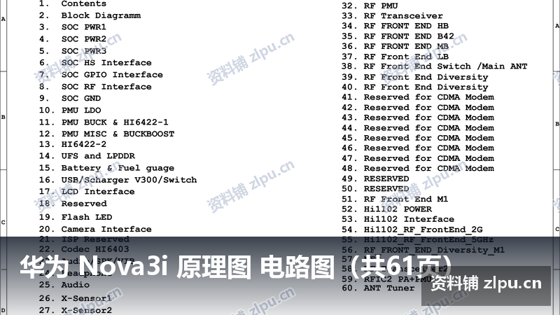 华为 Nova3i 原理图 电路图(共61页)-资料铺