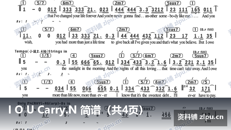 I O U Carry.N 简谱（共4页）-资料铺