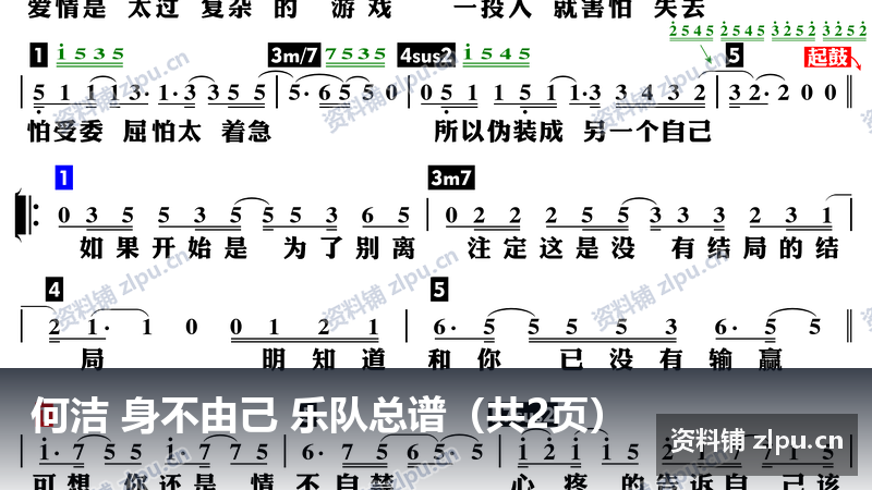 何洁 身不由己 乐队总谱（共2页）-资料铺