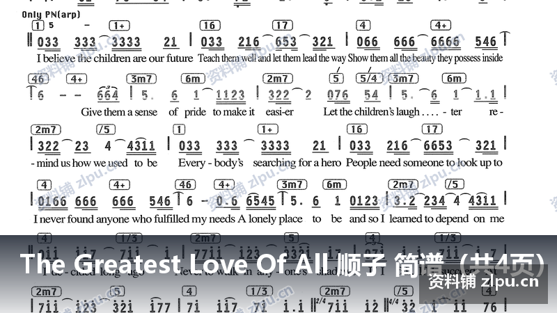 The Greatest Love Of All 顺子 简谱（共4页）-资料铺