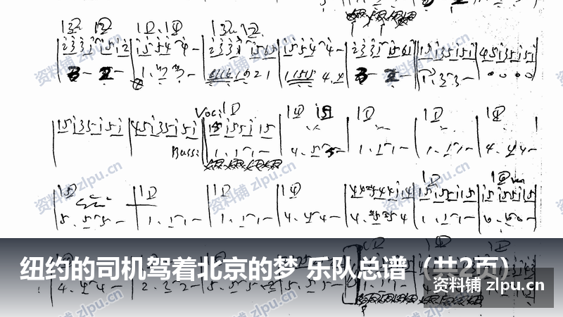 纽约的司机驾着北京的梦 乐队总谱（共2页）-资料铺