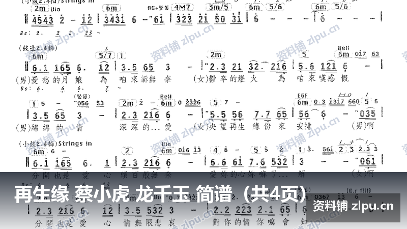 再生缘 蔡小虎 龙千玉 简谱（共4页）-资料铺