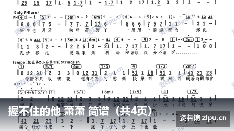 握不住的他 萧萧 简谱(共4页)-资料铺