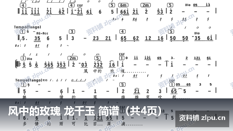 风中的玫瑰 龙千玉 简谱(共4页)-资料铺