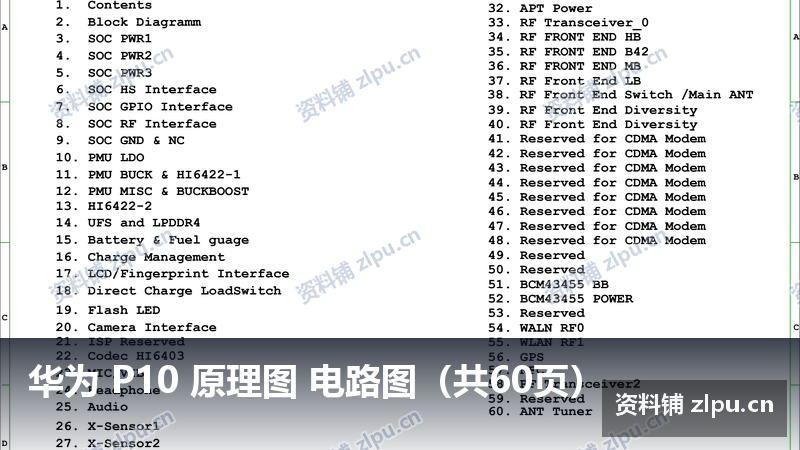 华为 P10 原理图 电路图(共60页)-资料铺