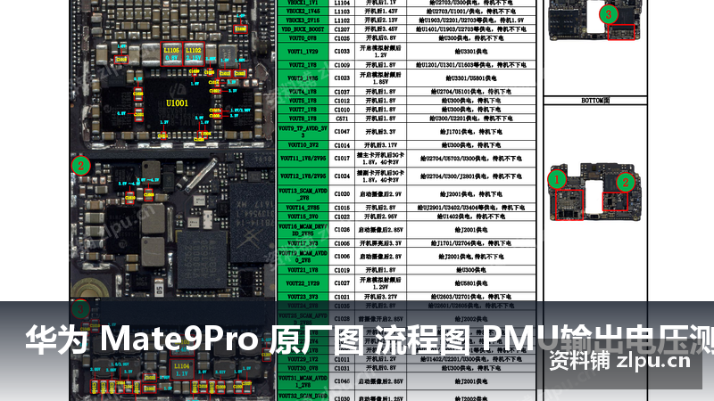 华为 Mate9Pro 原厂图 流程图 PMU输出电压测量点与电压值-资料铺