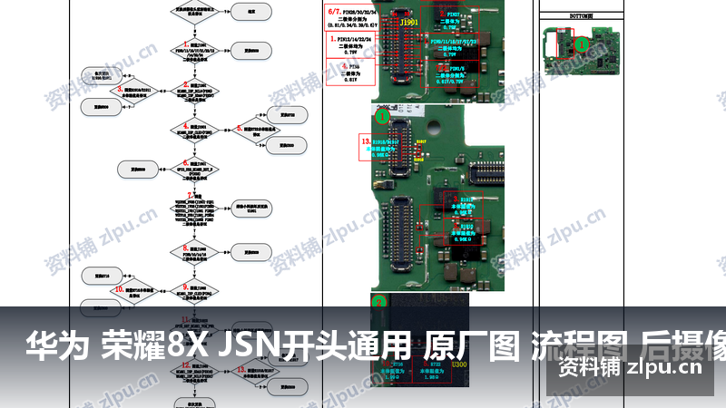 华为 荣耀8X JSN开头通用 原厂图 流程图 后摄像故障-资料铺