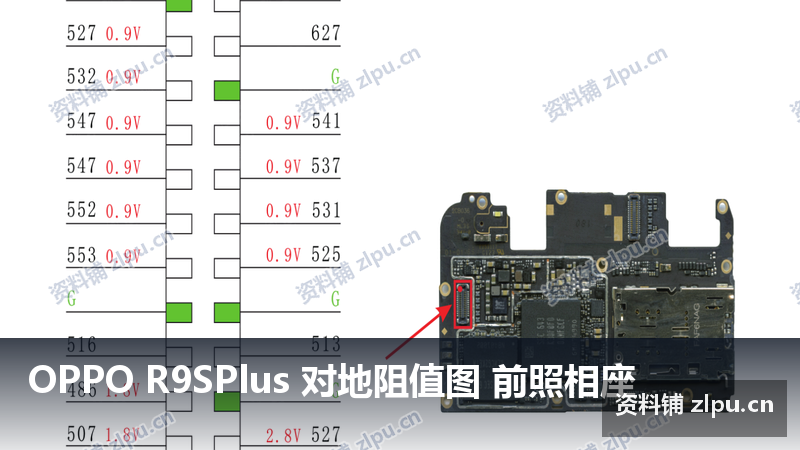 OPPO R9SPlus 对地阻值图 前照相座-资料铺