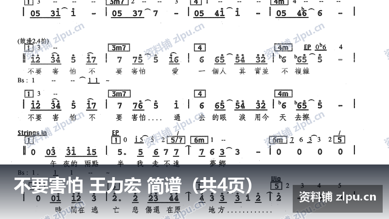 不要害怕 王力宏 简谱(共4页)-资料铺