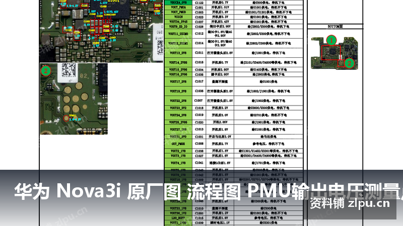 华为 Nova3i 原厂图 流程图 PMU输出电压测量点与电压值-资料铺