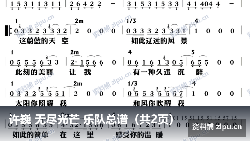 许巍 无尽光芒 乐队总谱（共2页）-资料铺