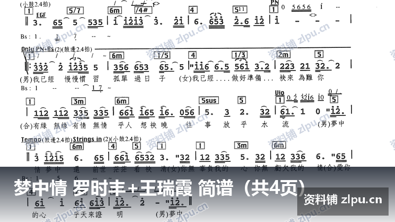 梦中情 罗时丰+王瑞霞 简谱(共4页)-资料铺