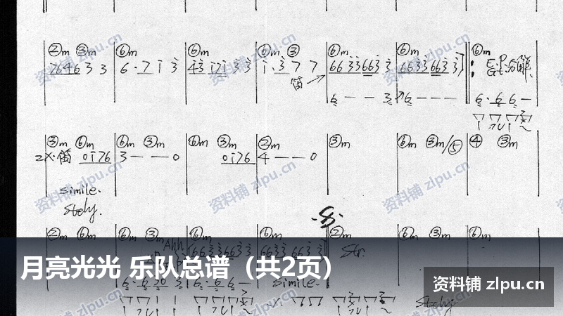 月亮光光 乐队总谱（共2页）-资料铺