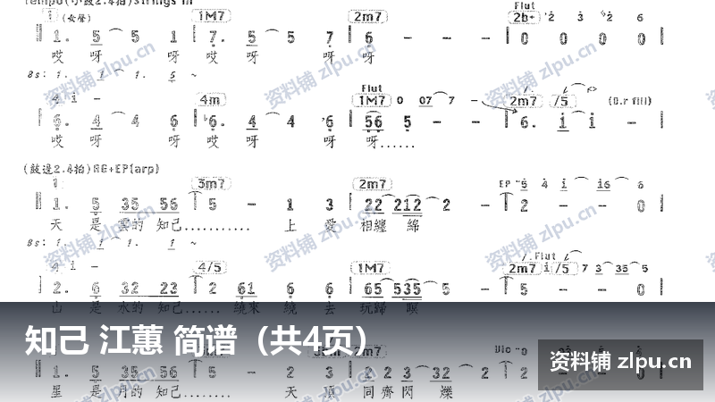 知己 江蕙 简谱（共4页）-资料铺