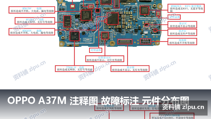 OPPO A37M 注释图 故障标注 元件分布图-资料铺