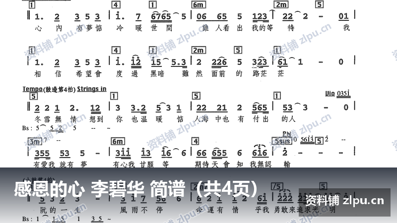感恩的心 李碧华 简谱（共4页）-资料铺