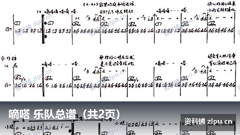 嘀嗒 乐队总谱（共2页）-资料铺