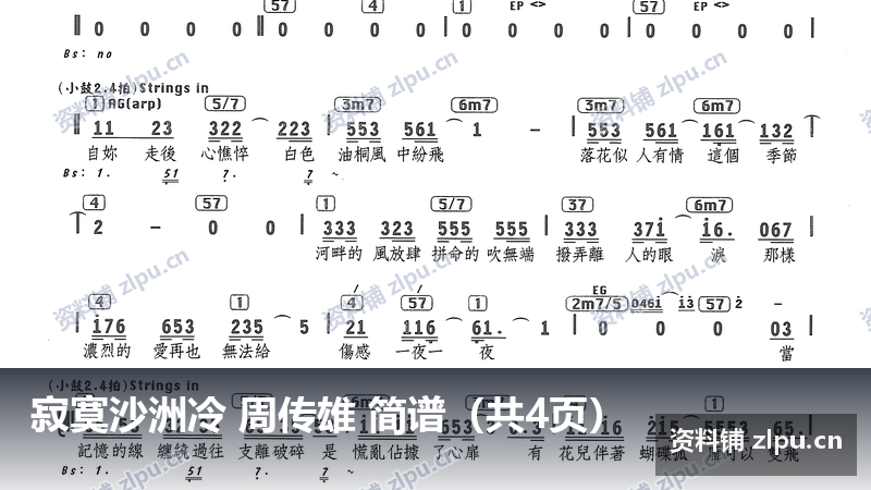 寂寞沙洲冷 周传雄 简谱(共4页)-资料铺