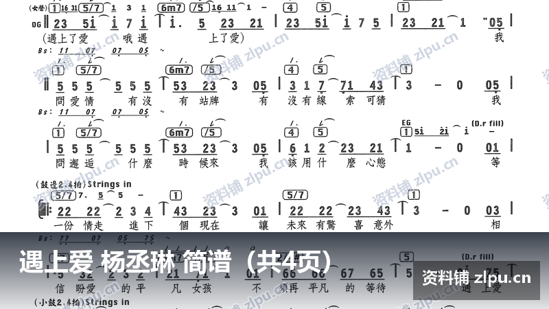 遇上爱 杨丞琳 简谱（共4页）-资料铺