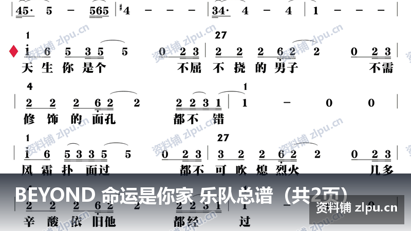 BEYOND 命运是你家 乐队总谱（共2页）-资料铺