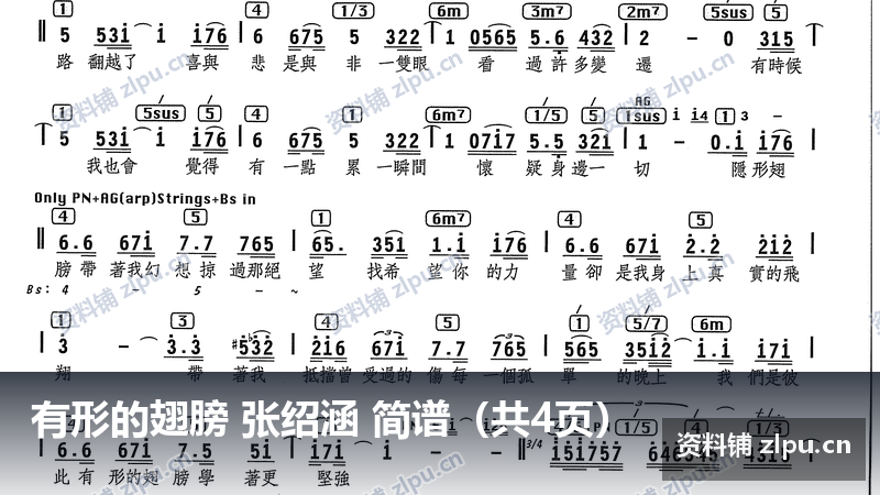 有形的翅膀 张绍涵 简谱（共4页）-资料铺