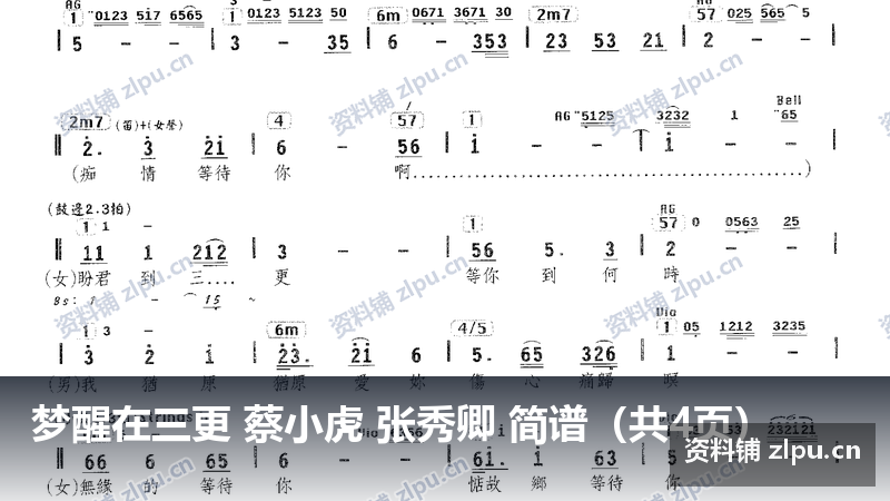 梦醒在三更 蔡小虎 张秀卿 简谱(共4页)-资料铺