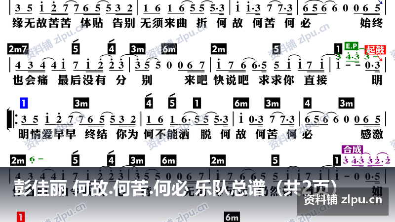 彭佳丽 何故.何苦.何必 乐队总谱（共2页）-资料铺