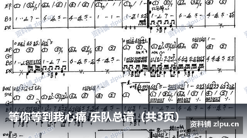 等你等到我心痛 乐队总谱（共3页）-资料铺