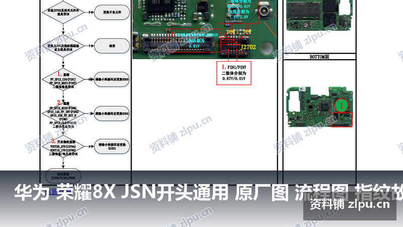 华为 荣耀8X JSN开头通用 原厂图 流程图 指纹故障-资料铺