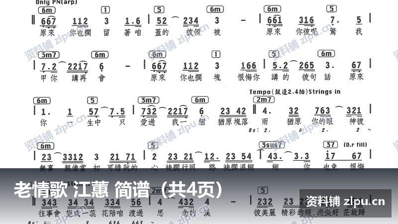 老情歌 江蕙 简谱（共4页）-资料铺
