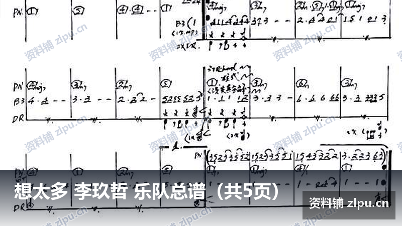 想太多 李玖哲 乐队总谱（共5页）-资料铺