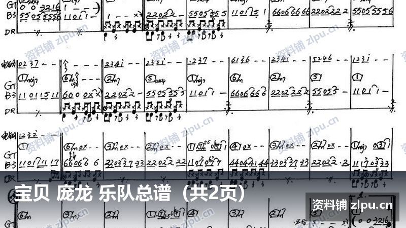 宝贝 庞龙 乐队总谱(共2页)-资料铺