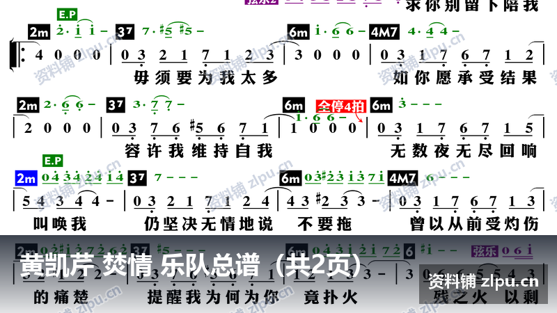 黄凯芹 焚情 乐队总谱（共2页）-资料铺