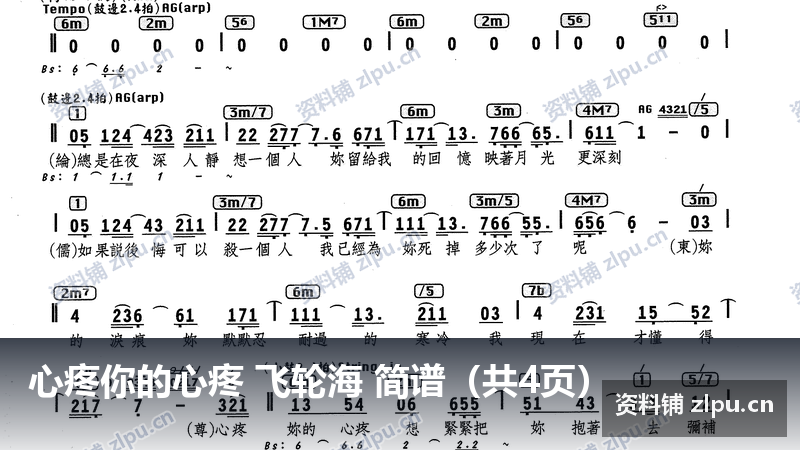 心疼你的心疼 飞轮海 简谱（共4页）-资料铺