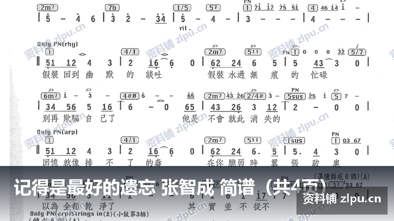 记得是最好的遗忘 张智成 简谱(共4页)-资料铺