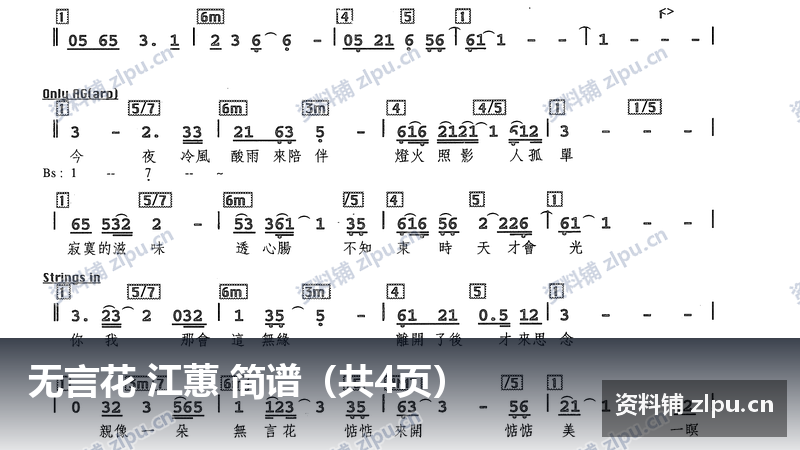 无言花 江蕙 简谱（共4页）-资料铺