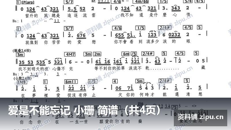 爱是不能忘记 小珊 简谱(共4页)-资料铺