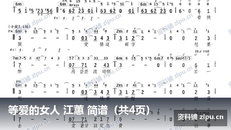 等爱的女人 江蕙 简谱（共4页）-资料铺