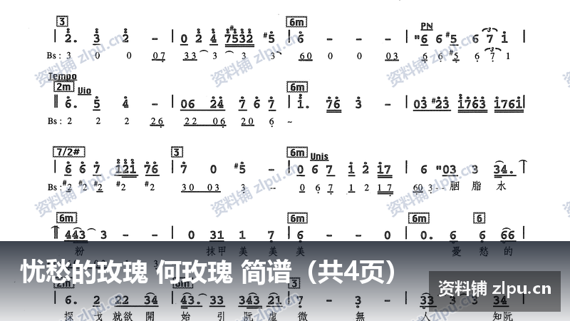 忧愁的玫瑰 何玫瑰 简谱(共4页)-资料铺