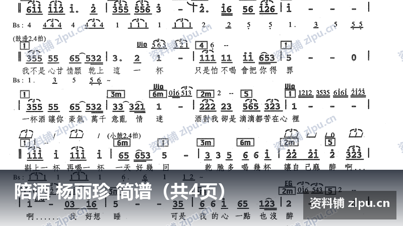 陪酒 杨丽珍 简谱（共4页）-资料铺