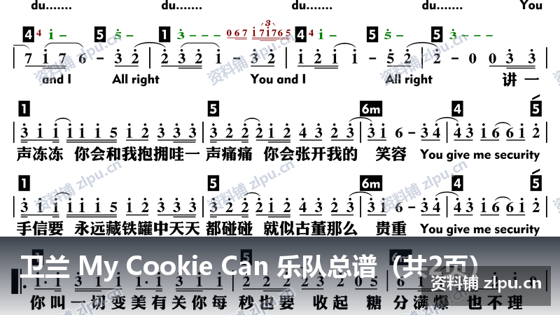 卫兰 My Cookie Can 乐队总谱（共2页）-资料铺